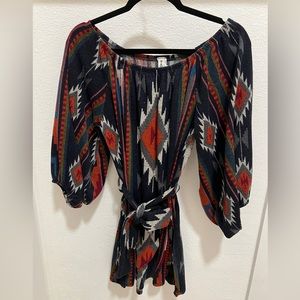 Aztec Western Dress. Size large, fits like a small. Dark blue, rust red colors